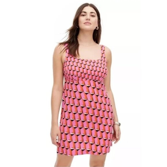 Women's - DVF for Target 90's Shift Pink Modern Geo Mini Dress, Size 00 - Picture 1 of 10